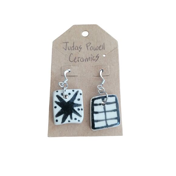 Handmade Artisan Ceramic Abstract Earrings - Picture 1 of 3